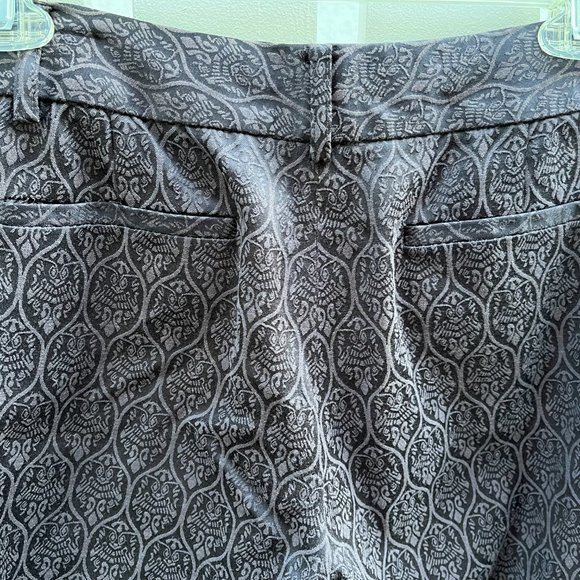 Tahari Brocade Pattern Brown and Taupe Flared Pants - Picture 9 of 9